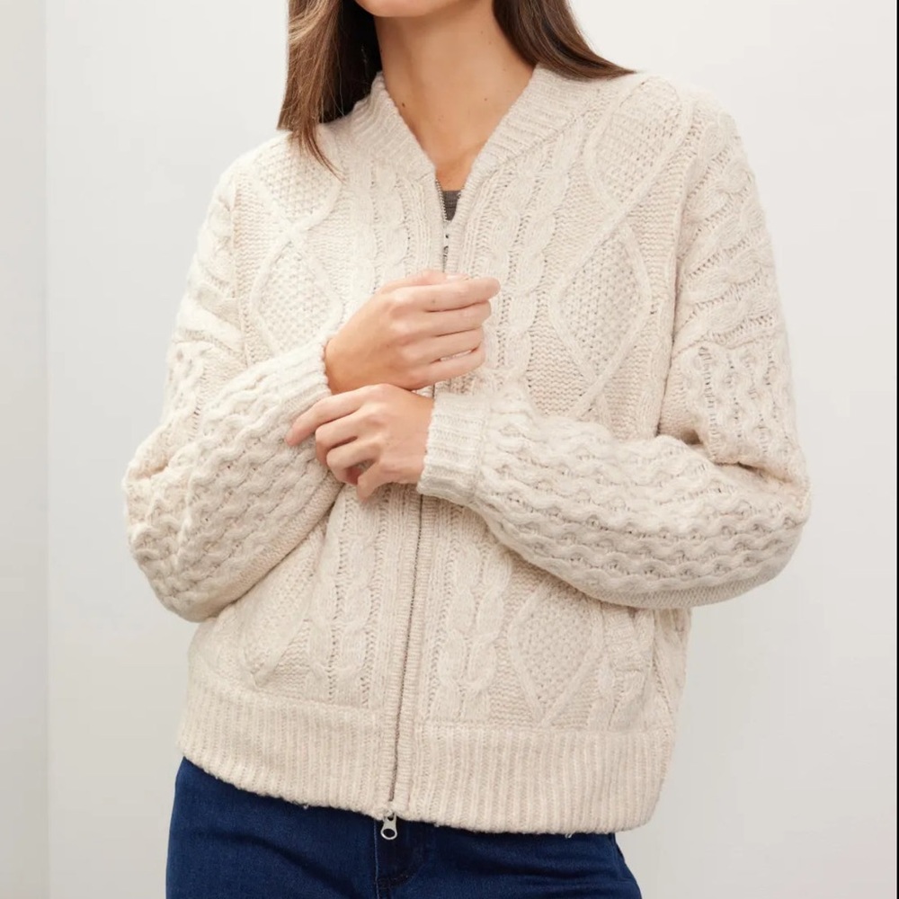 Central Park West Cream Cable Knit Jacket